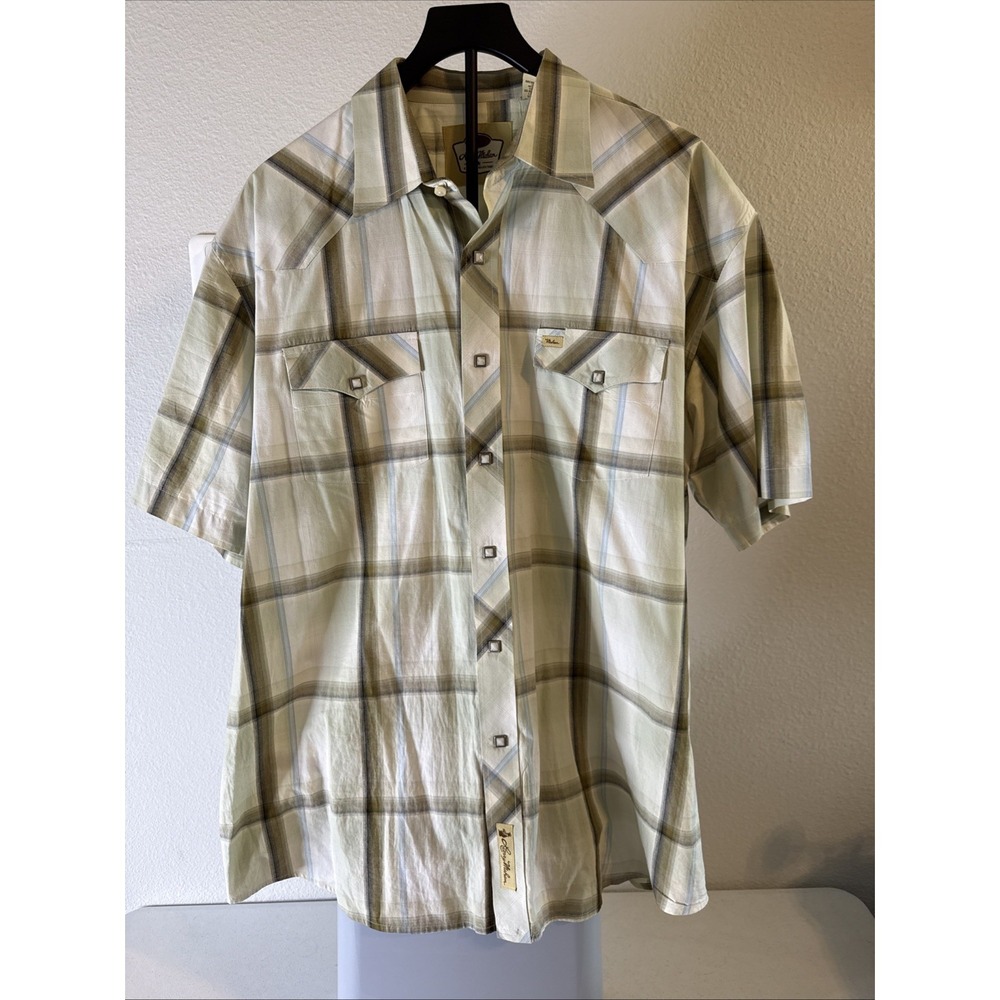 Larry Mahan Cowboy Collection Pearl Snap Short Sleeve Shirt Plaid Size XL